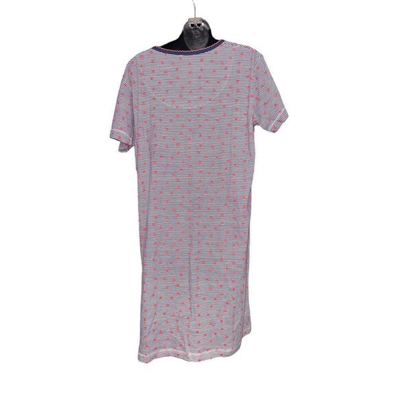 BEAUTIFUL LOVE TO LOUNGE DRESS IN striped blue and white with pink polka dots PR - Picture 2 of 6